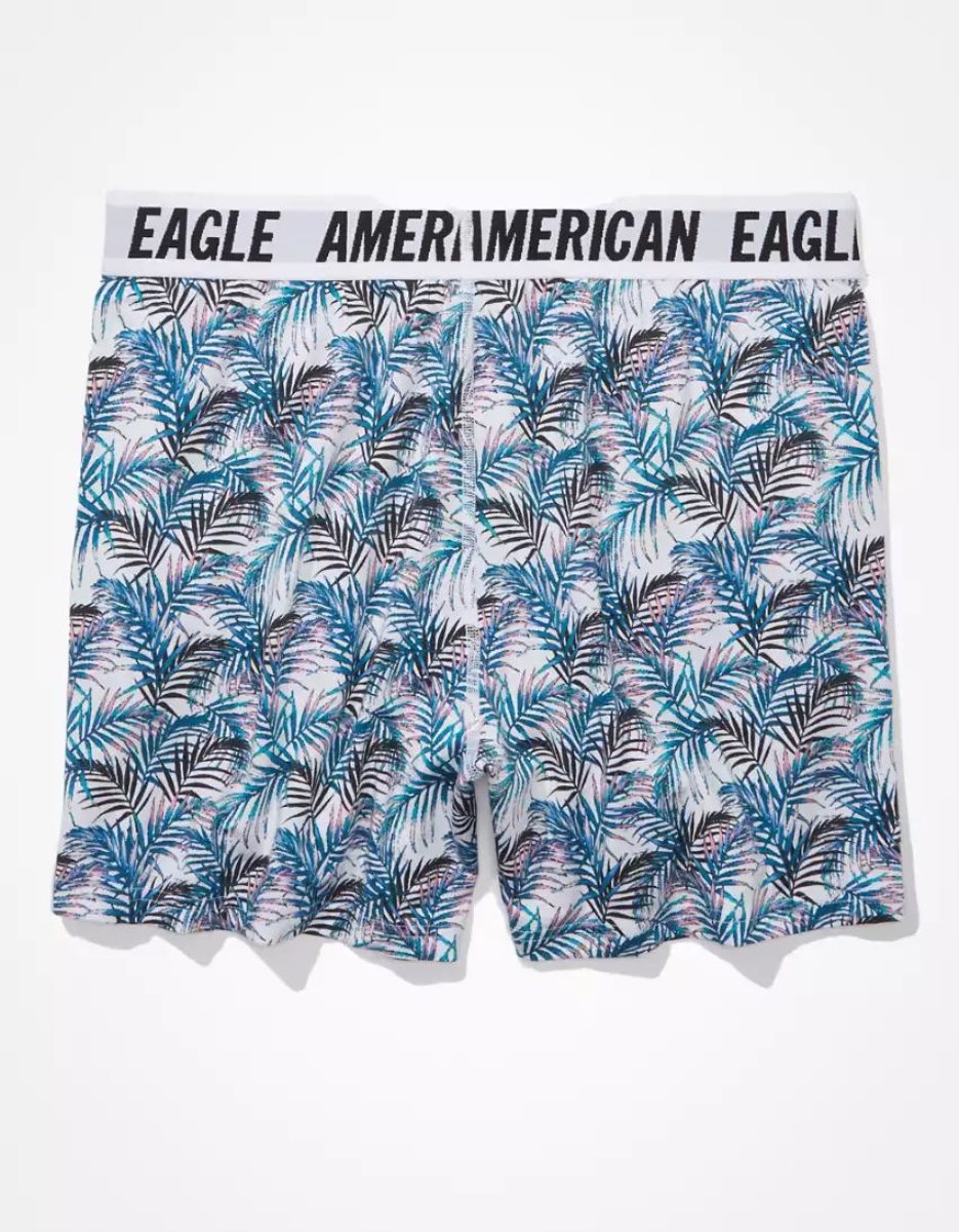 Shorts De Bain American Eagle AEO Palm Trees Ultra Soft Pocket Noir Homme | DFX-91600427